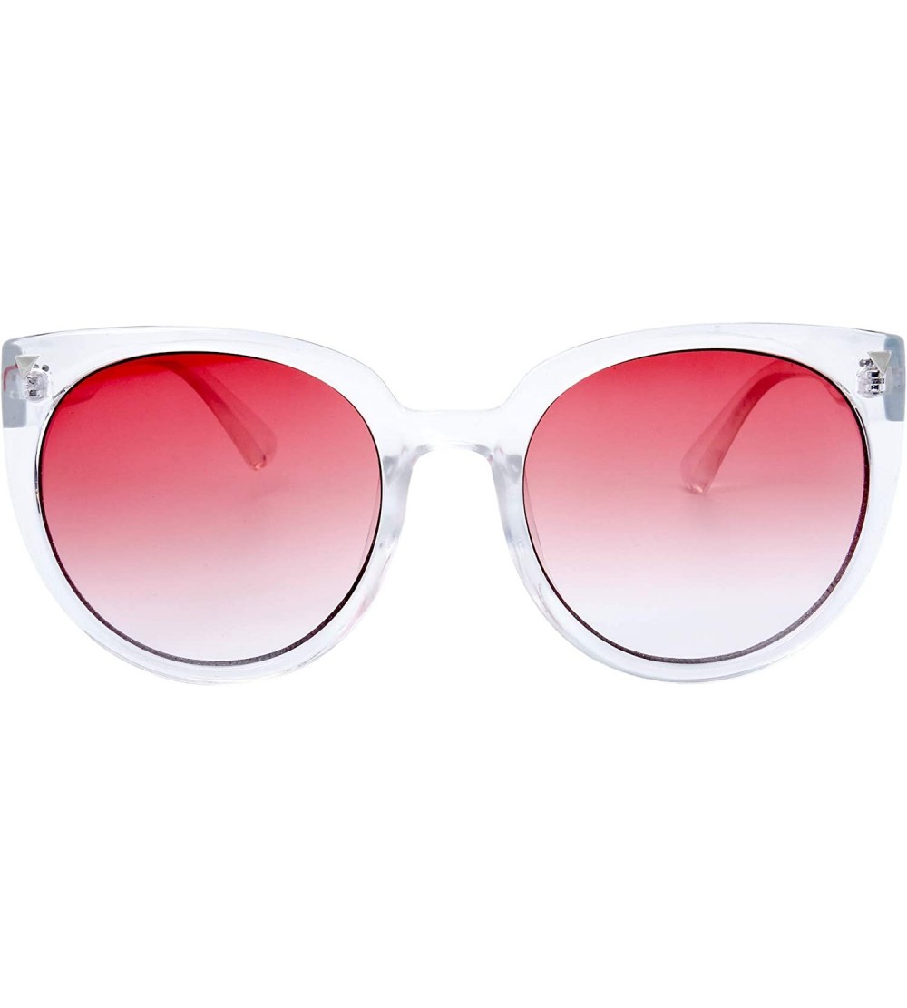 Cat Eye Vintage Fashion Cat Eye Gradient Color Flat Lens Beach Sunglasses For Women with Gift Box - 1-shiny Crystal - CL1867E...