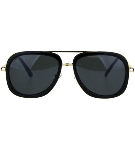 Square Womens Square Sunglasses Double Frame Flat Metal Top Fashion Shades - Black Gold (Black) - CC18ORQYTZ5 $18.42