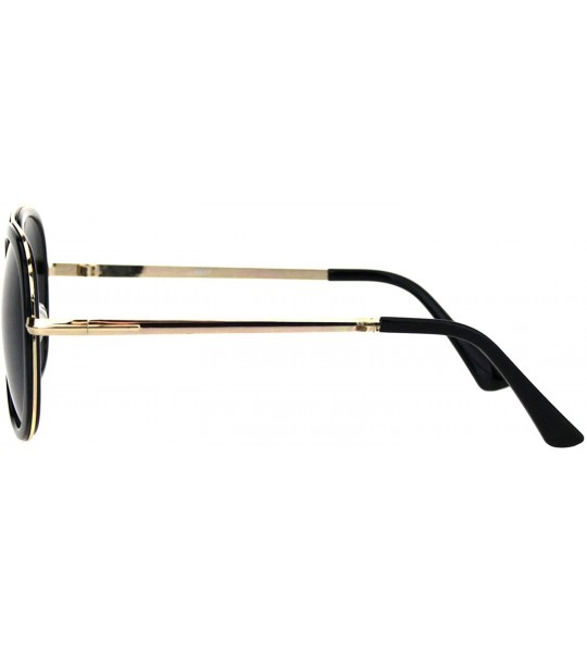 Square Womens Square Sunglasses Double Frame Flat Metal Top Fashion Shades - Black Gold (Black) - CC18ORQYTZ5 $18.42