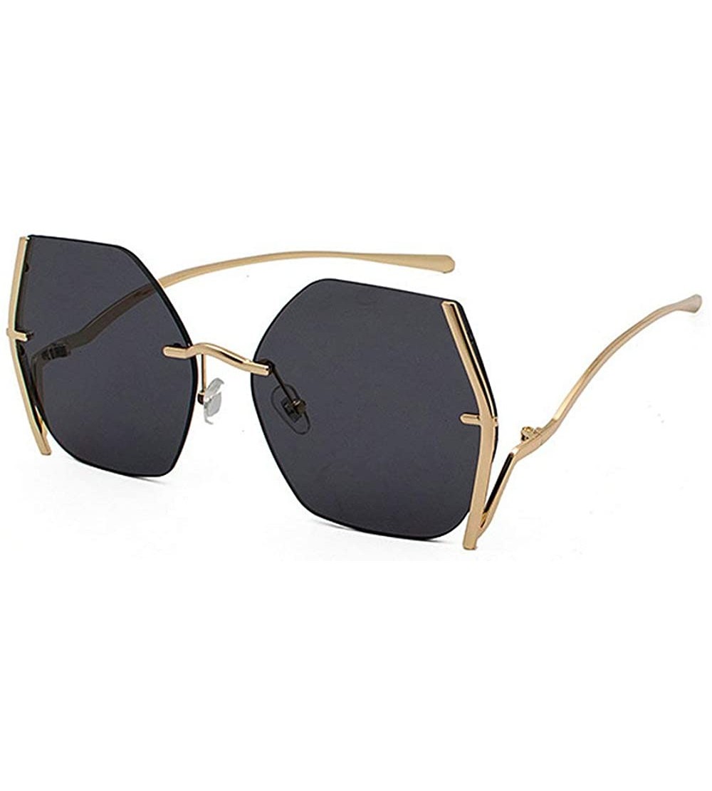 Oversized Irregular Sunglasses Designer Oversized Gradient - Gold&grey - CU192AZN2GA $23.72