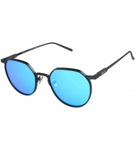 Round Unisex Fashion Polarized Sungalsses for Men Women with Metal Frame UV 400 Protection 8120 - Black - CN1899OT9C7 $49.30