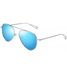 Aviator Stylish Aviator Oversize Sunglasses Men and Women Mirrored Protection Metal Frames Eyewear PZ8132 - Blue - C1194TD5EO...