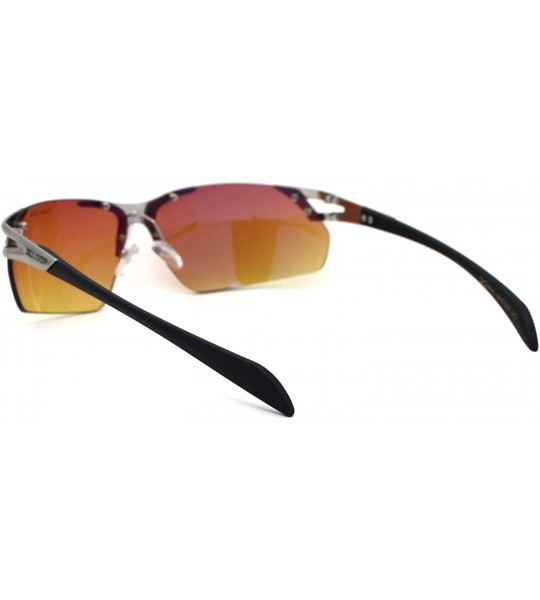 Rimless Mens HD Amber Lens Rimless Sport Warp Sunglasses - Silver - C1195TOIQLA $19.55