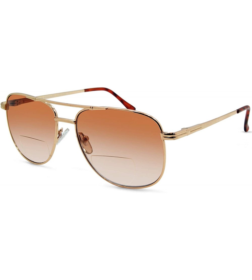 Rectangular Chillin' Aviator Bifocal Sunglasses - Gold - CV11JMEI7ZH $43.13
