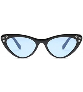 Rectangular Fashion Unisex Plastic Frame Retro Cat Eye Sunglasses UV400 - Black Blue - CW18NI69Y5N $18.52