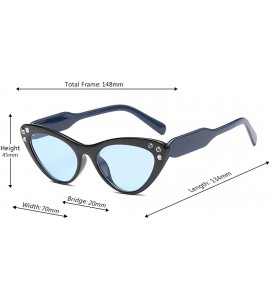 Rectangular Fashion Unisex Plastic Frame Retro Cat Eye Sunglasses UV400 - Black Blue - CW18NI69Y5N $18.52