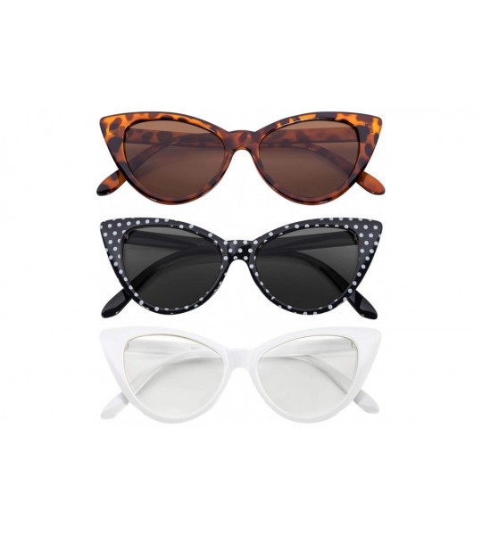 Cat Eye Stylish Fashion Vintage Cat Eye Sunglasses UV Protection 3 Pairs - C612NB246FN $29.68