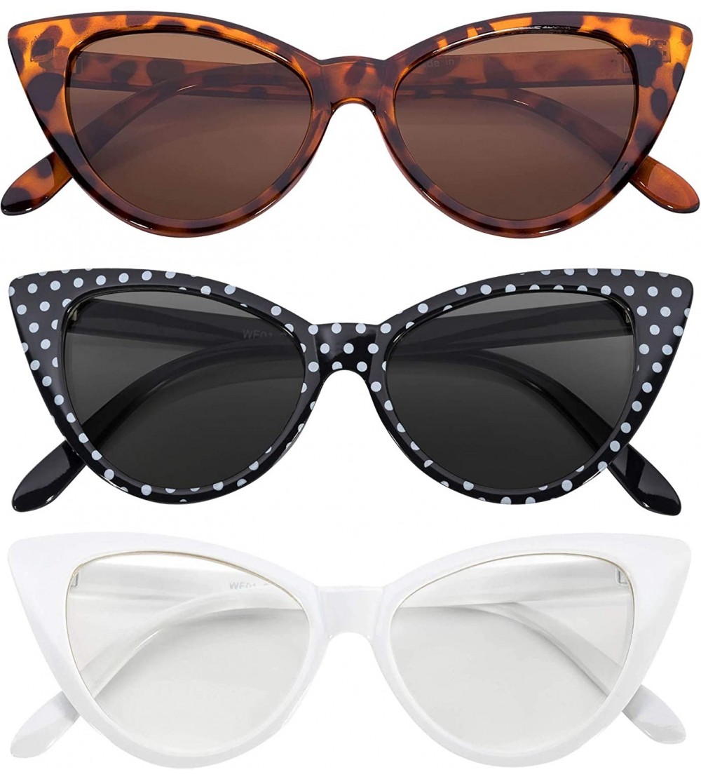 Cat Eye Stylish Fashion Vintage Cat Eye Sunglasses UV Protection 3 Pairs - C612NB246FN $29.68