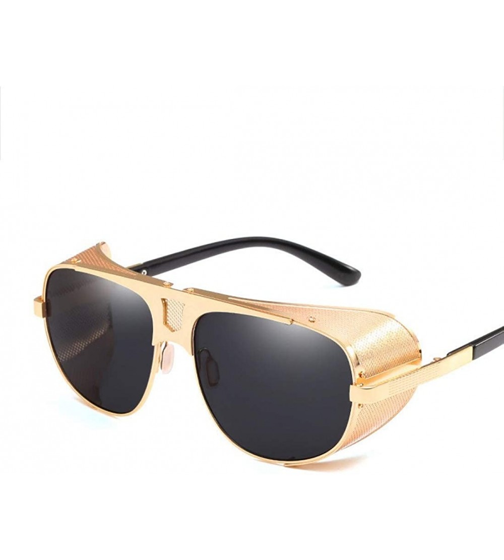 Round Steampunk Sunglasses Men Retro Fashion Brand Design Round Metal Frame Windproof Design Glasses Women - S362 - C318RRL3Y...