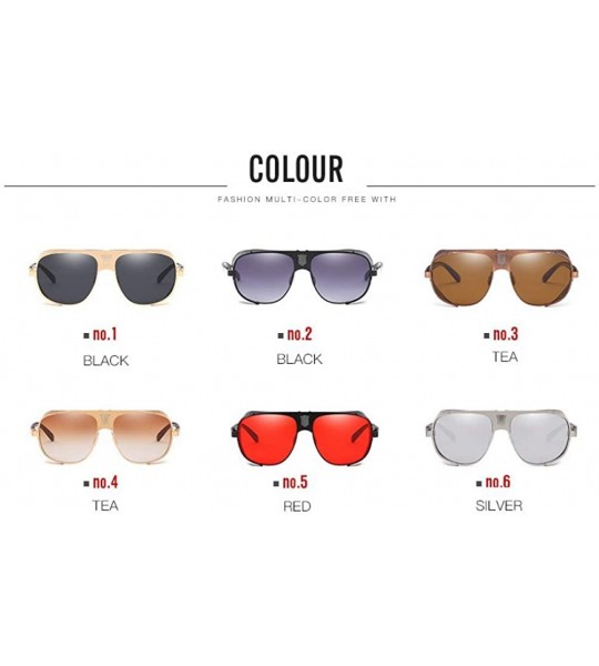 Round Steampunk Sunglasses Men Retro Fashion Brand Design Round Metal Frame Windproof Design Glasses Women - S362 - C318RRL3Y...