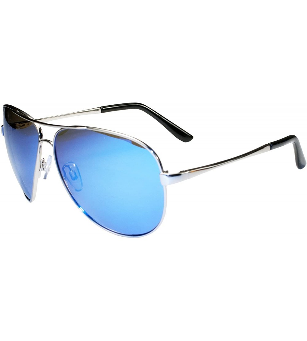 Aviator Polarized P11 Premium Aviator Sunglasses with Case - Silver Ice Blue - CP11BYDR0T3 $44.08