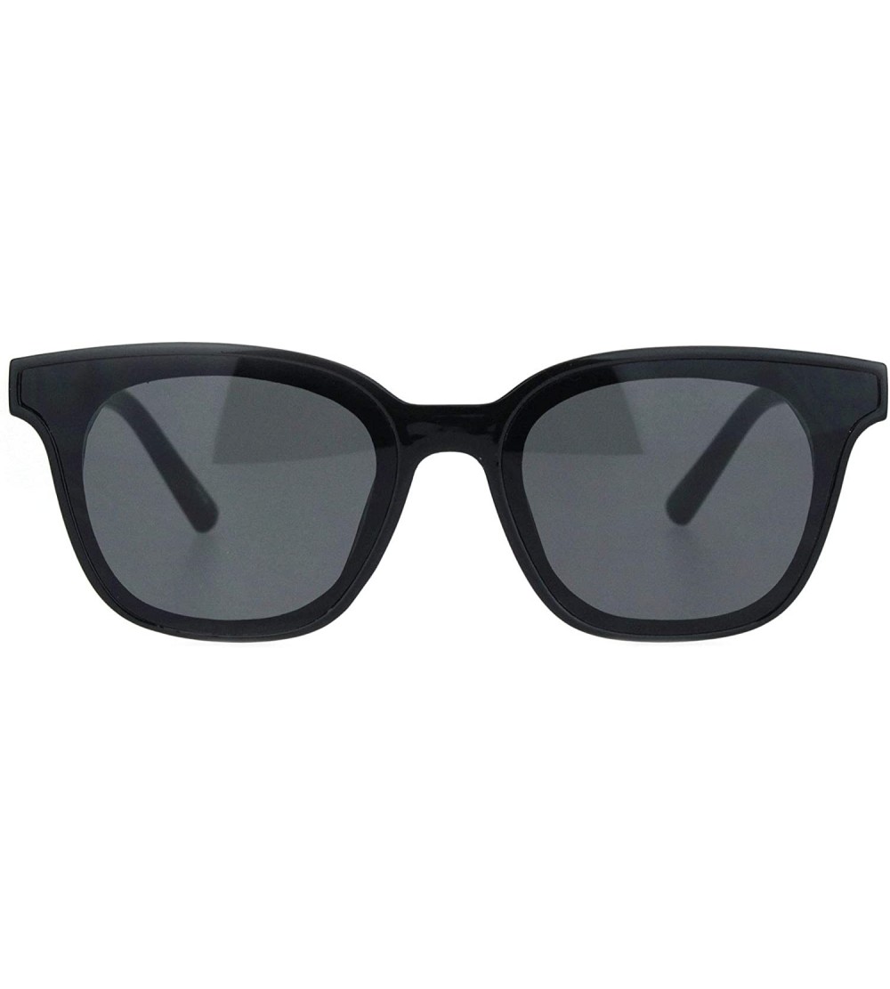 Rectangular Womens Retro Trendy Panel Lens Horn Rim Plastic Hipster Sunglasses - All Black - CR18K2C5EGL $18.63