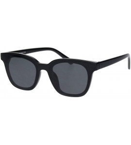 Rectangular Womens Retro Trendy Panel Lens Horn Rim Plastic Hipster Sunglasses - All Black - CR18K2C5EGL $18.63