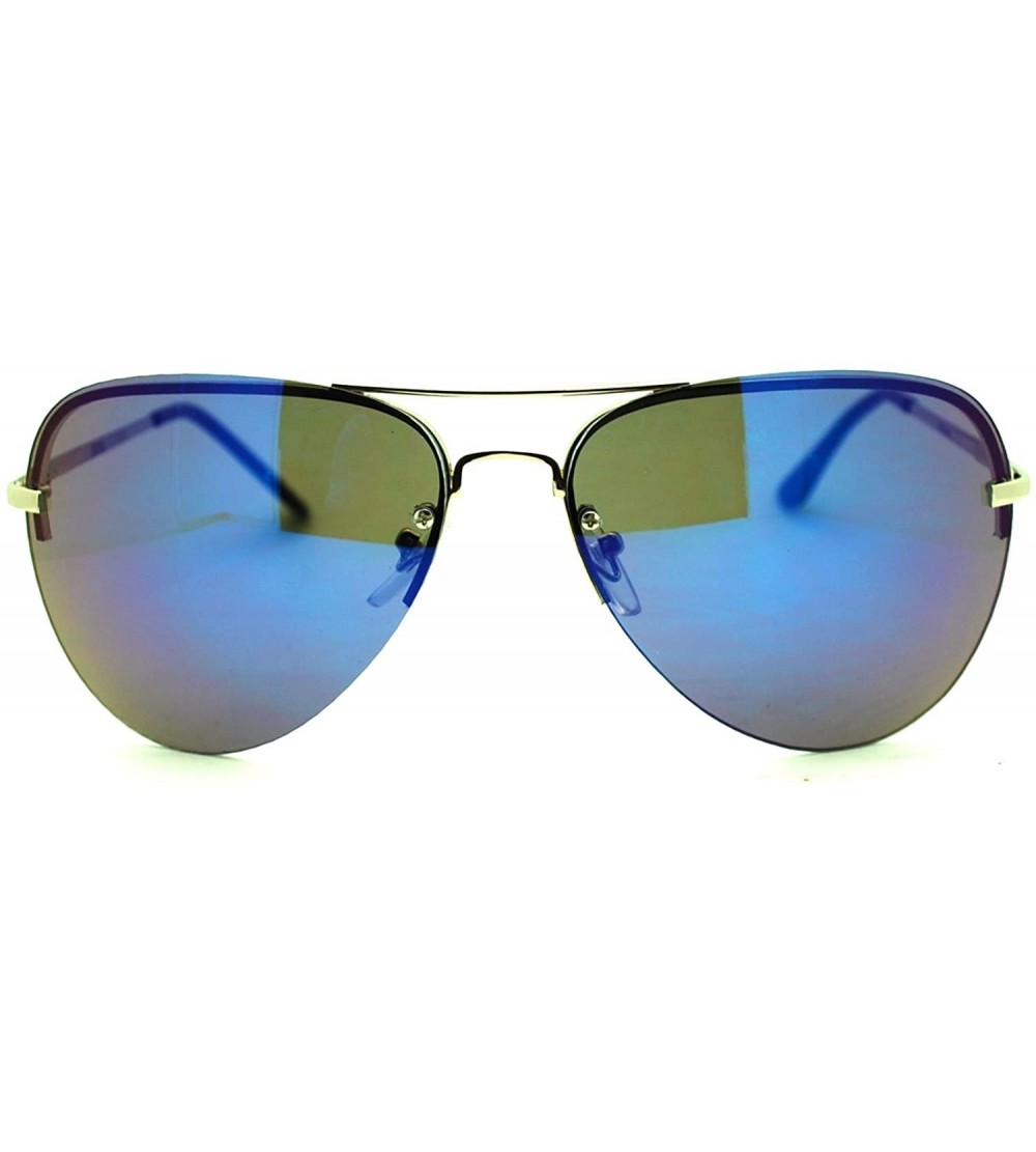 Rimless Color Mirrored Mirror Lens Rimless Tear Drop Luxury Fashion Pilot Sunglasses Blue - C511LZBE4RF $19.91