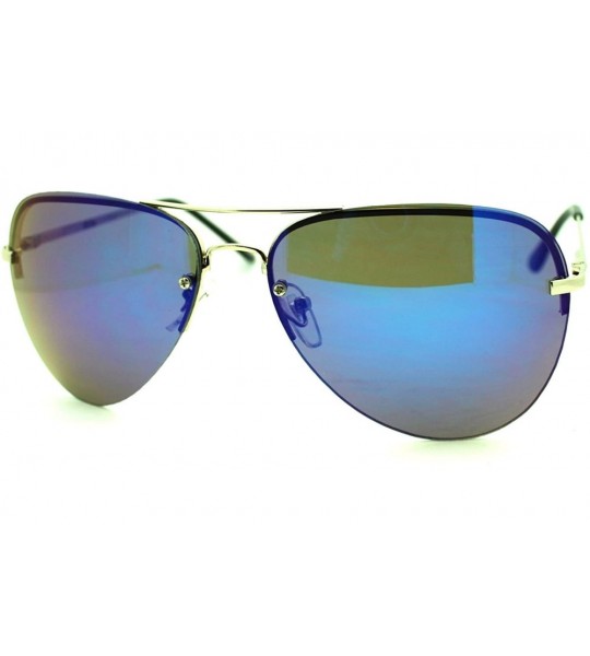 Rimless Color Mirrored Mirror Lens Rimless Tear Drop Luxury Fashion Pilot Sunglasses Blue - C511LZBE4RF $19.91