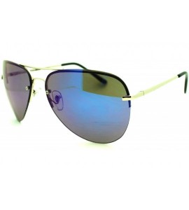 Rimless Color Mirrored Mirror Lens Rimless Tear Drop Luxury Fashion Pilot Sunglasses Blue - C511LZBE4RF $19.91