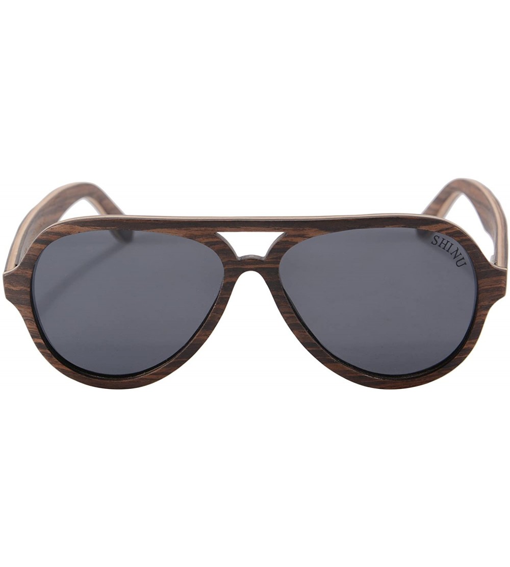 Aviator Polarized Wood Sunglasses Wooden Summer Eyewear UV400 Protection Eyeglasses-SG73013 - Walnut- Grey - C318DUEKTCT $53.92