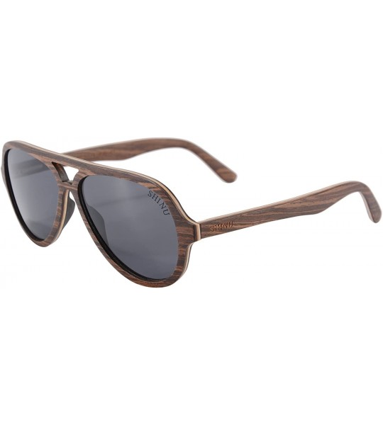 Aviator Polarized Wood Sunglasses Wooden Summer Eyewear UV400 Protection Eyeglasses-SG73013 - Walnut- Grey - C318DUEKTCT $53.92