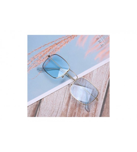 Square Sunglasses Retro Square Frame Sunglasses Creative Eyeglasses Decorative Party Glasses for Female Women (Blue) - C0190O...