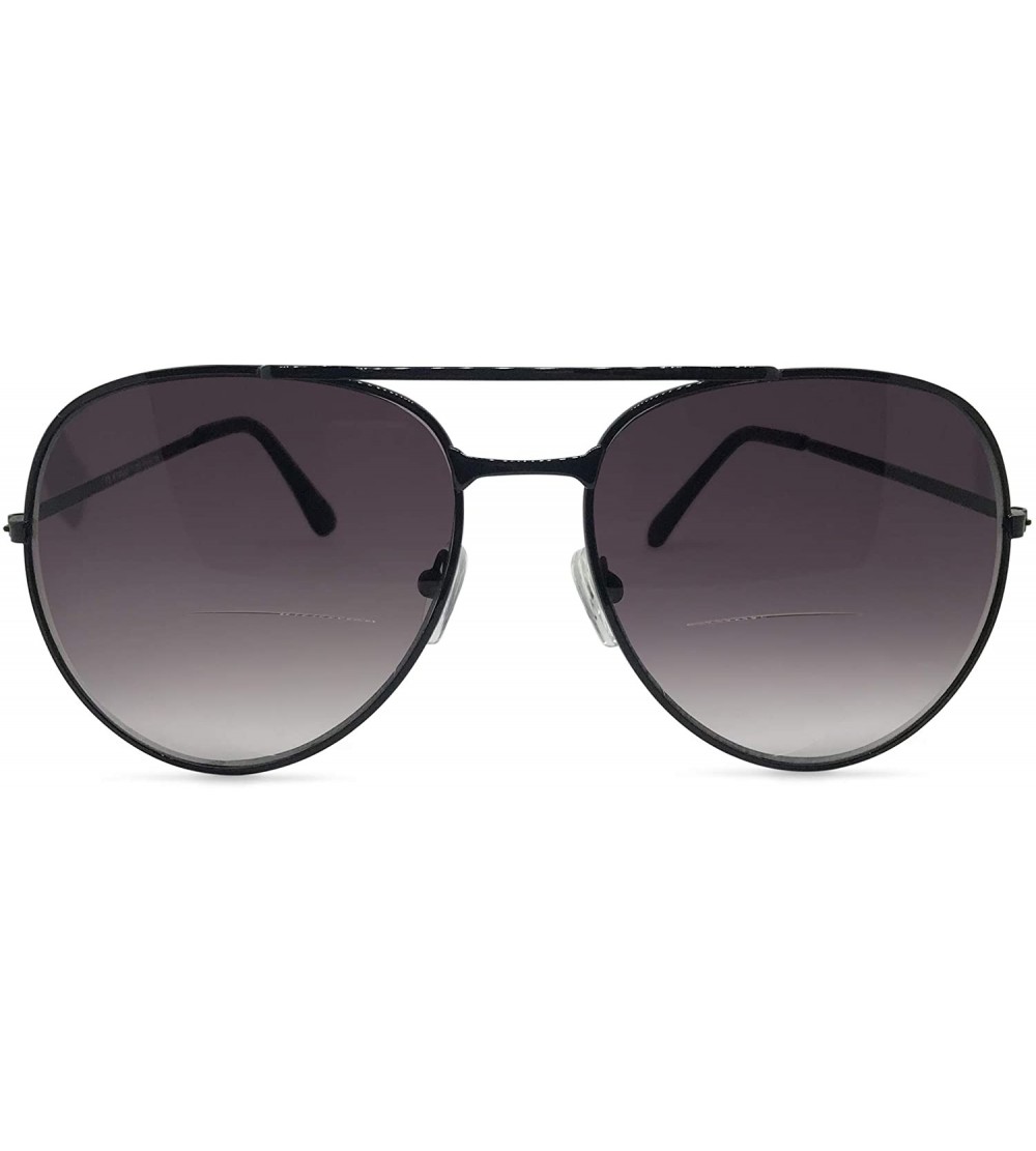 Aviator Fort Lauderdale Retro Aviator Bifocal Sunglasses Set - Black - CU18UIXO63Q $41.19