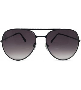 Aviator Fort Lauderdale Retro Aviator Bifocal Sunglasses Set - Black - CU18UIXO63Q $41.19