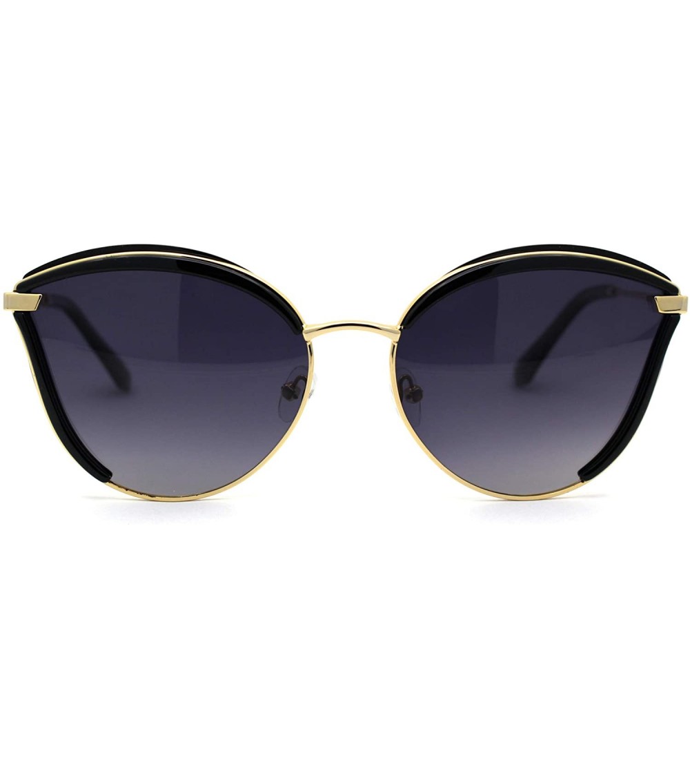 Butterfly Womens Polarized Half Double Rim Butterfly Chic 90s Fashion Sunglasses - Black Gold Smoke - CP192ALSQIW $23.22
