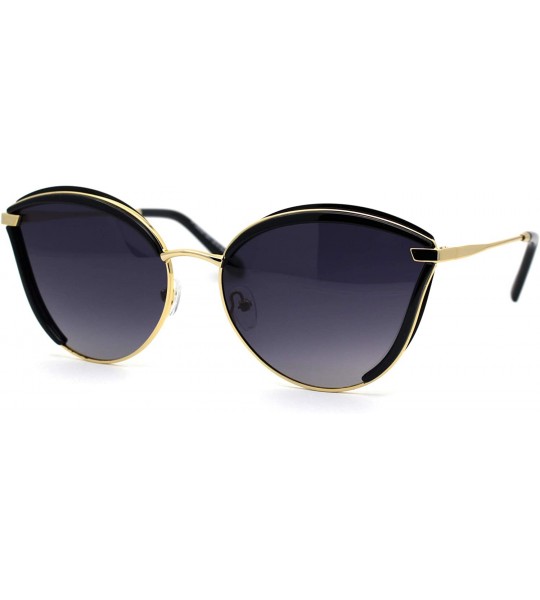 Butterfly Womens Polarized Half Double Rim Butterfly Chic 90s Fashion Sunglasses - Black Gold Smoke - CP192ALSQIW $23.22