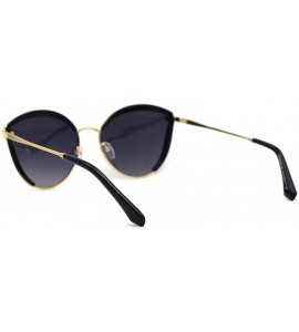 Butterfly Womens Polarized Half Double Rim Butterfly Chic 90s Fashion Sunglasses - Black Gold Smoke - CP192ALSQIW $23.22