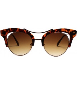 Round Fancy Upscale Fashionable Foxy Womens Round Lens Cat Eye Sunglasses - Tortoise - CF18YYHMQ0E $24.59