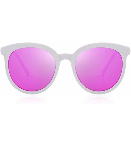 Sport Women Cat Eye Polarized Sunglasses Mirrored Lens UV Protection S6152 - White&purple - CN19COQ79CG $21.44