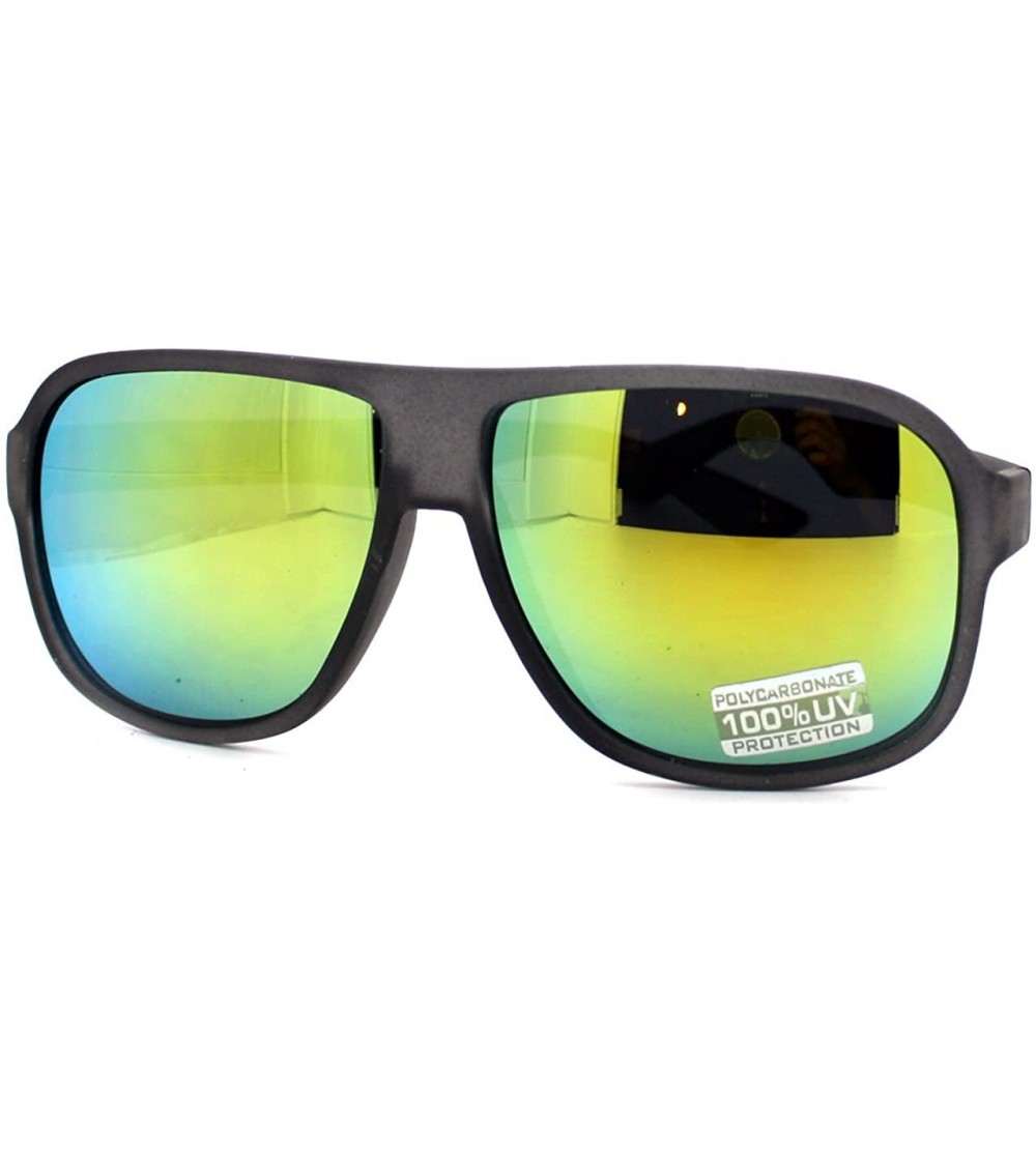 Square Retro Sporty Flat Top Square Aviator Sunglasses Matted Frames Multicolor Lens - Gray - CI11D6VOIMX $19.41