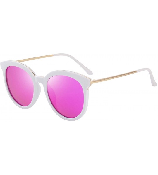 Sport Women Cat Eye Polarized Sunglasses Mirrored Lens UV Protection S6152 - White&purple - CN19COQ79CG $21.44