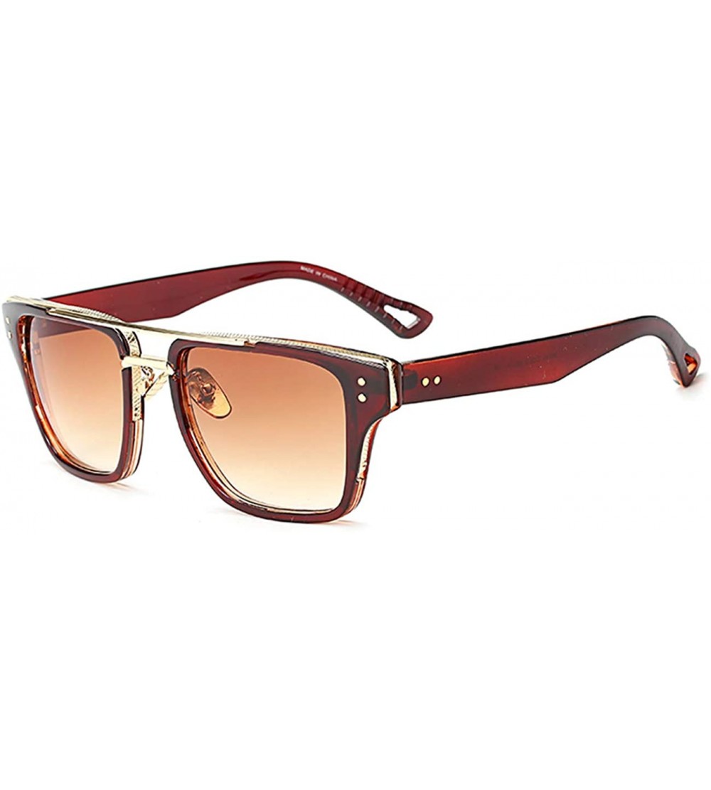 Square Retro Sunglasses For Men Women Vintage Square Designer Sun Glasses UV400 Protection 8041 - Brown/Gradient Brown - CF19...