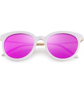 Sport Women Cat Eye Polarized Sunglasses Mirrored Lens UV Protection S6152 - White&purple - CN19COQ79CG $21.44