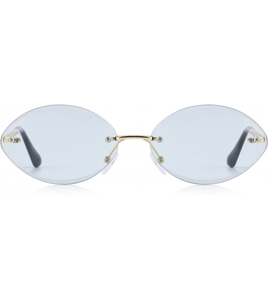 Rimless Women Rimless Oval Sunglasses Gradient Lens UV400 Protection S6157 - Light Blue - C218CHY65LD $23.21