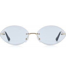 Rimless Women Rimless Oval Sunglasses Gradient Lens UV400 Protection S6157 - Light Blue - C218CHY65LD $23.21