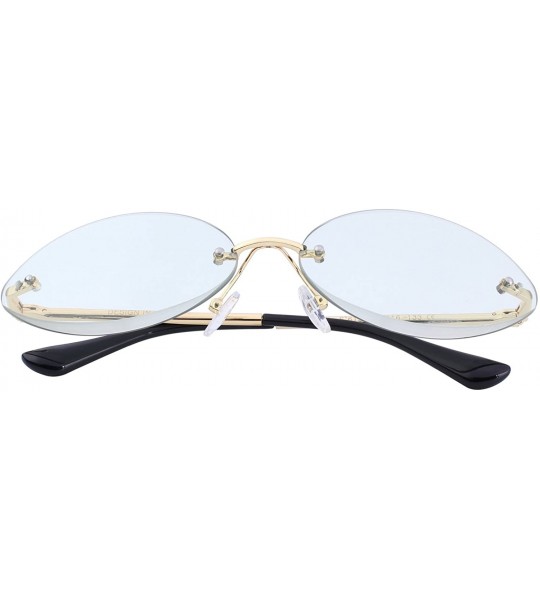 Rimless Women Rimless Oval Sunglasses Gradient Lens UV400 Protection S6157 - Light Blue - C218CHY65LD $23.21