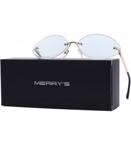 Rimless Women Rimless Oval Sunglasses Gradient Lens UV400 Protection S6157 - Light Blue - C218CHY65LD $23.21