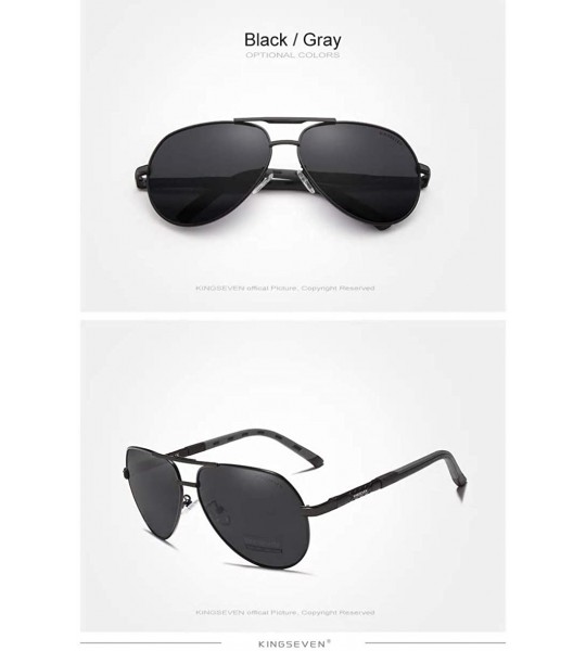 Round Genuine aviator sunglasses men fashion polarized UV400 ultra light Al-Mg - Black/Gray - CN197K5TAQX $51.15