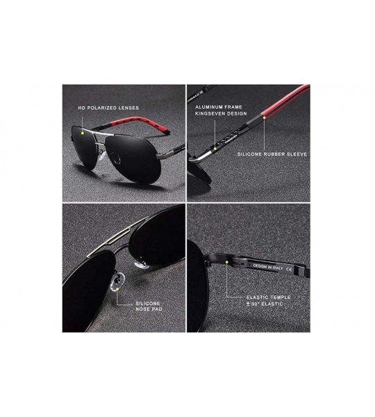 Round Genuine aviator sunglasses men fashion polarized UV400 ultra light Al-Mg - Black/Gray - CN197K5TAQX $51.15