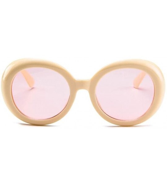 Oval Round Oval Sunglasses Mod Style Retro Thick Frame Fashion eyewear - Beige Red - C0189U3SAC2 $32.61