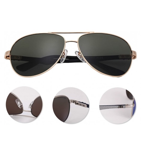 Aviator Polarized Mens Womens Aviator Large Metal Light Mirrored Sunglasses J804T - Blackish Green - CS12MO0QW9N $78.11