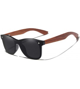 Rectangular Genuine adjustable polarized sunglasses handmade square men fashion Full Lens Bubinga Wood - Gray - CT18YYEM28G $...