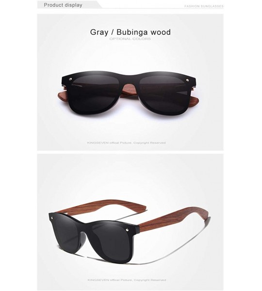 Rectangular Genuine adjustable polarized sunglasses handmade square men fashion Full Lens Bubinga Wood - Gray - CT18YYEM28G $...