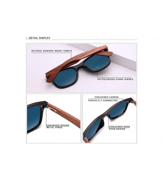 Rectangular Genuine adjustable polarized sunglasses handmade square men fashion Full Lens Bubinga Wood - Gray - CT18YYEM28G $...