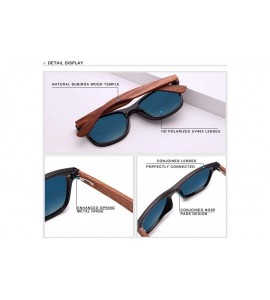 Rectangular Genuine adjustable polarized sunglasses handmade square men fashion Full Lens Bubinga Wood - Gray - CT18YYEM28G $...