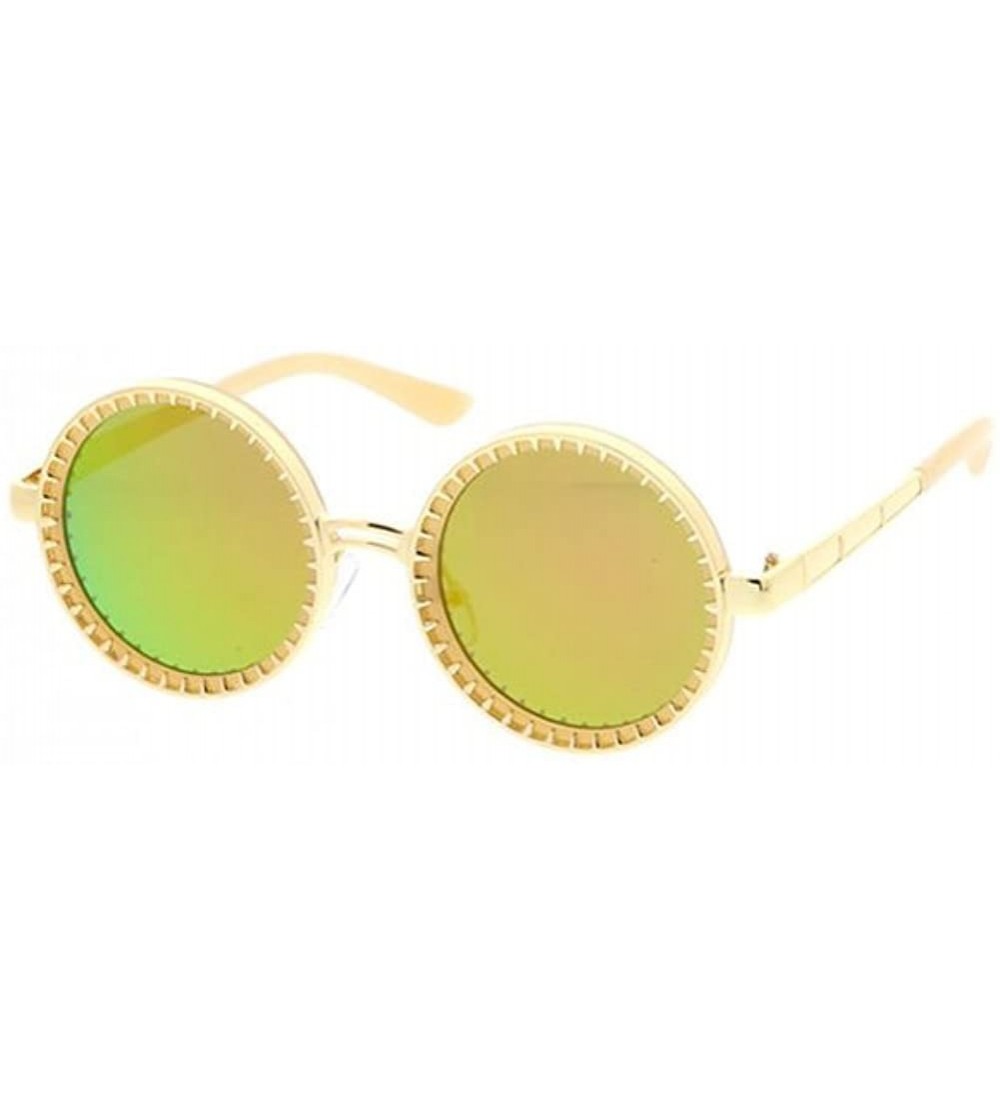 Round Fashion Culture Women's Steampunk Round Mirrored Sunglasses - Rainbow - CN18D4MOM5R $34.39