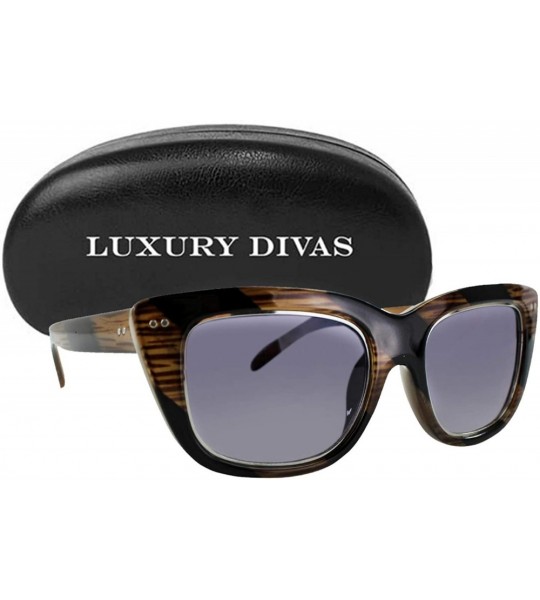 Oversized Cat-Eye Jackie-O Womens Sunglasses With Hard Case - Brown - CX18S5QAXA0 $34.42