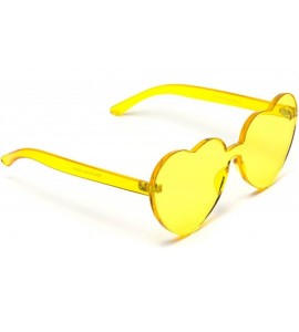 Rimless Heart Shaped One Piece Transparent Full Colored Frame Candy Sunglasses - Yellow Frame - CI12NDUV2XV $18.59