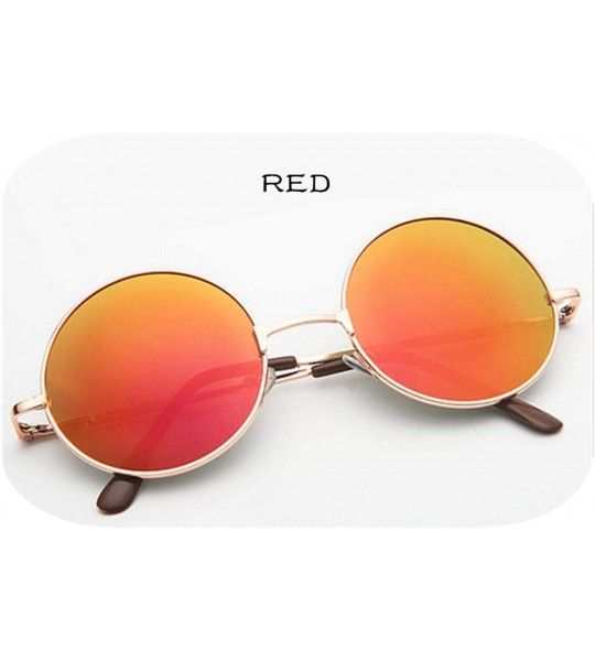 Goggle Vintage Round Sunglasses Women Men Er Mirrored Glasses Retro Female Male Sun - Gold Red - CY198AI2EED $54.23